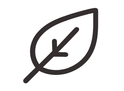 Line drawing of a leaf with a diagonal slash through it, indicating 'no' or 'not allowed'.
