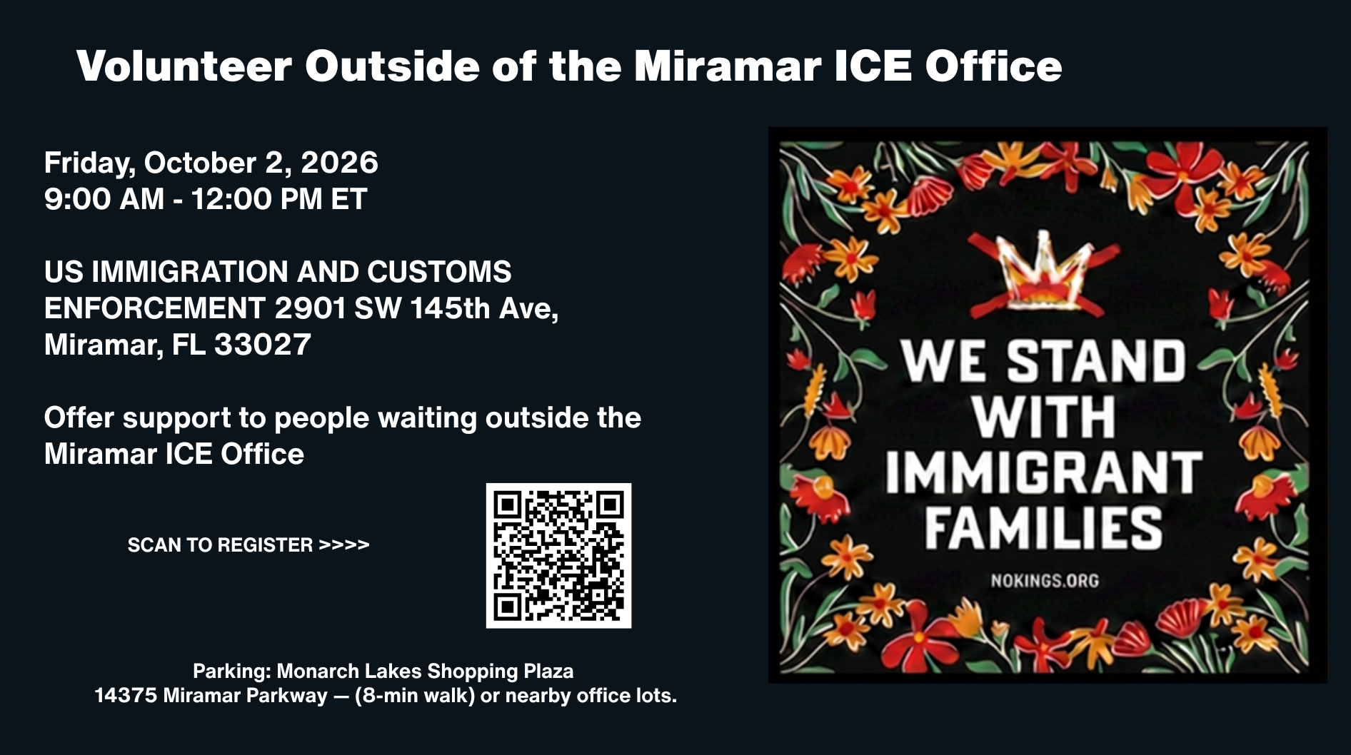 Volunteer outside of the Miramar ICE Office
