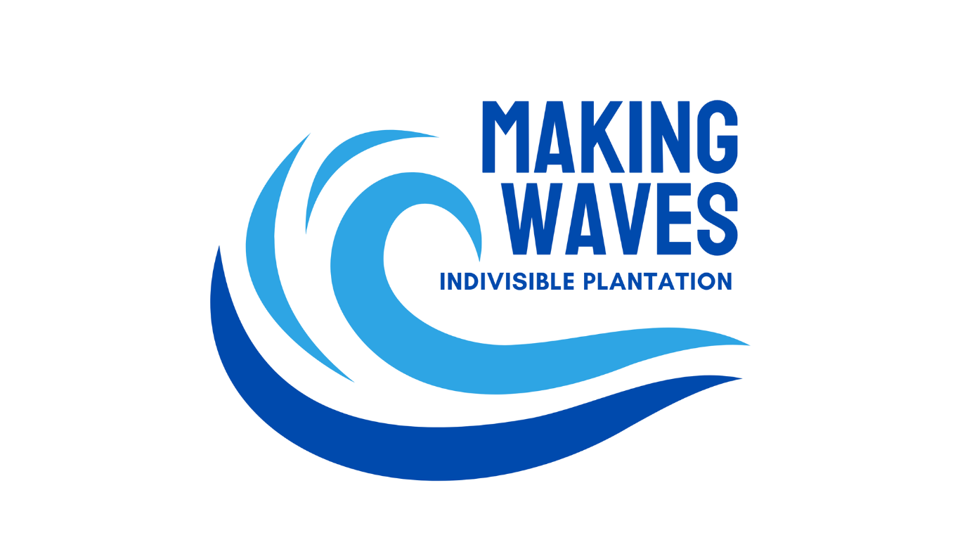 Logo for Making Waves Indivisible Plantation featuring stylized blue waves and bold text.