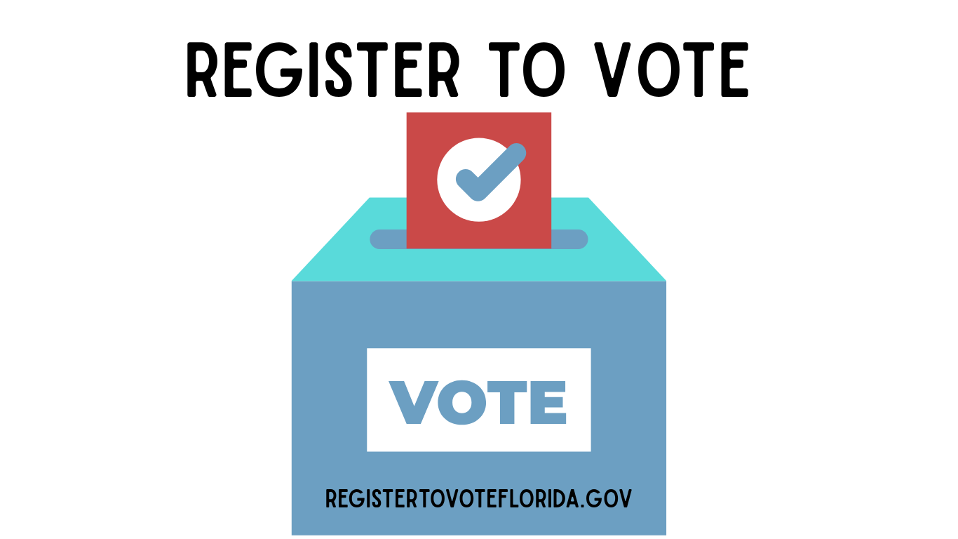 RegistertoVoteFlorida.gov with image of a ballot box