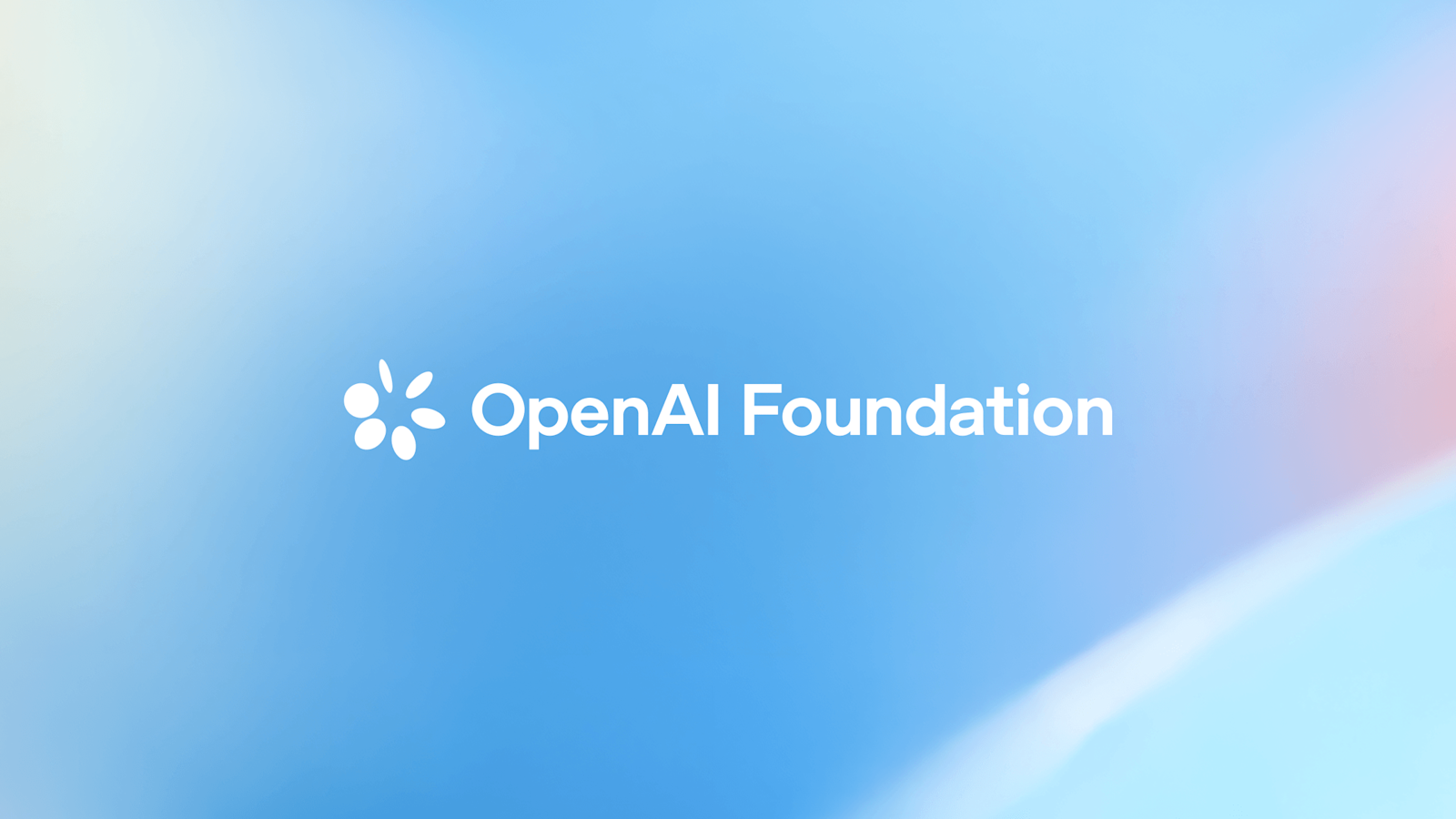 OpenAI Foundation logo on a gradient background with soft pastel colors.