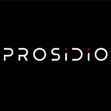 The logo of PROdiO with black background and white and red text.