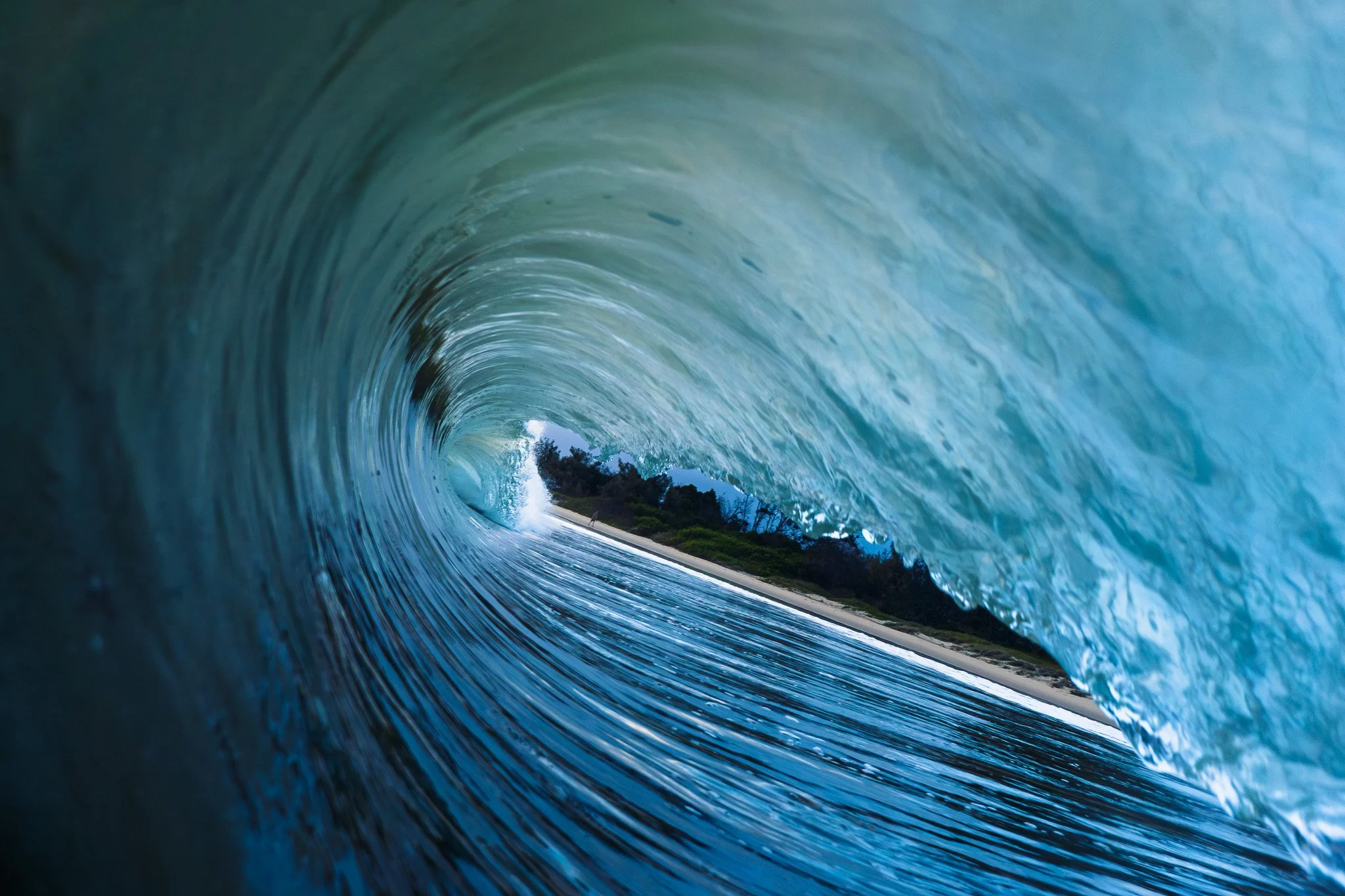 Inside the pit on a crystal blue wave 