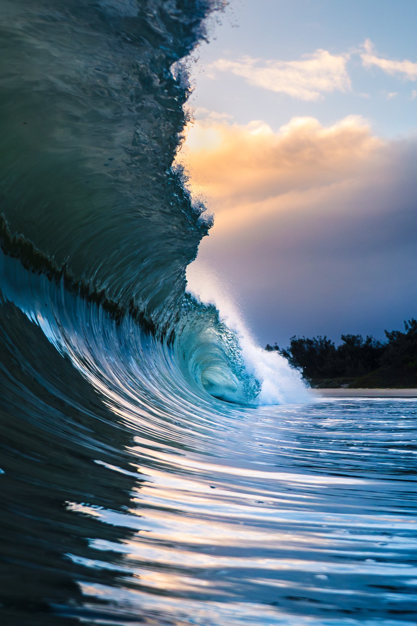Sunrise barrels at Mooloolaba, Queensland.