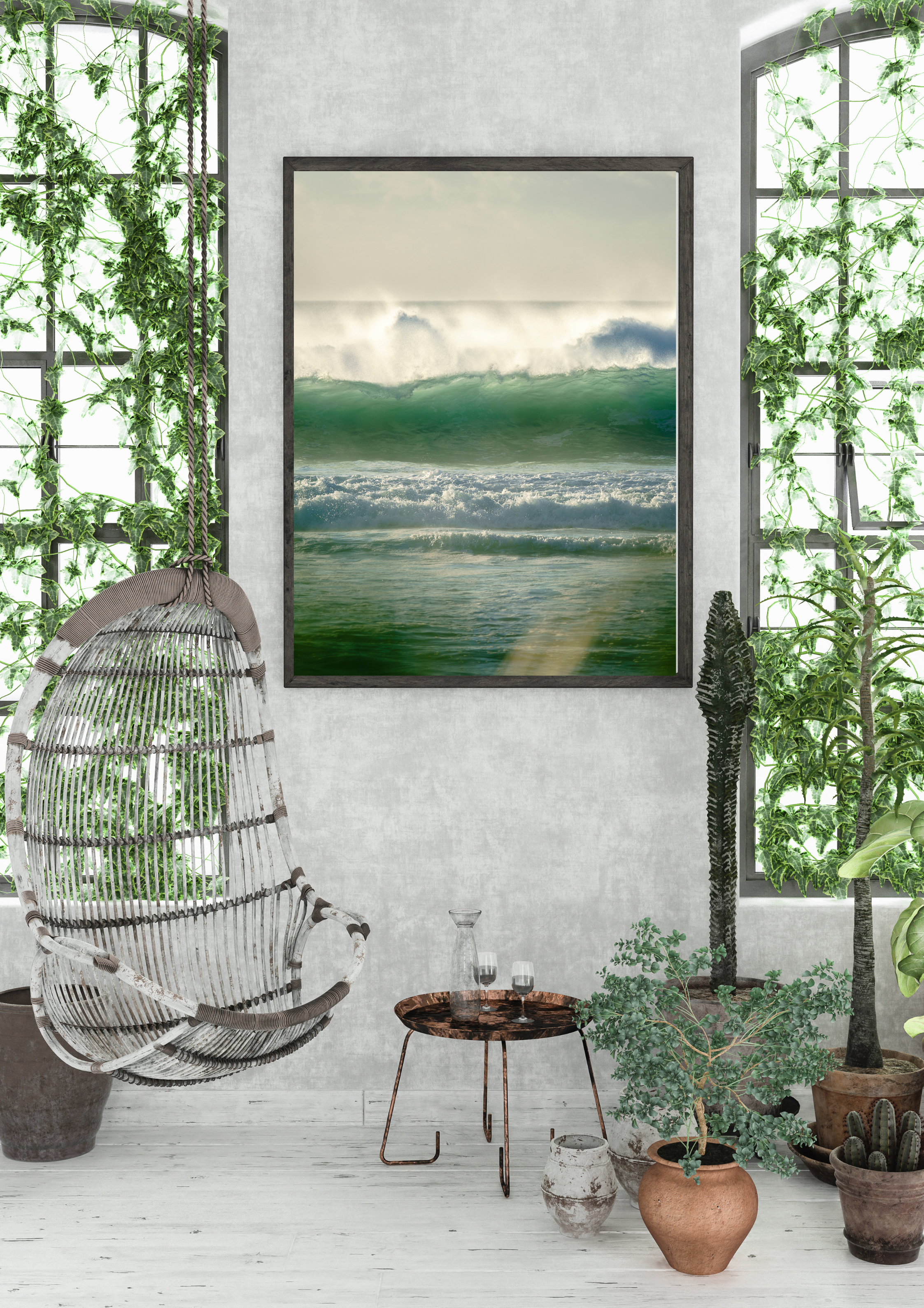 Green Natural Botanical Organic Poster Frame Wall Art Mockup.png
