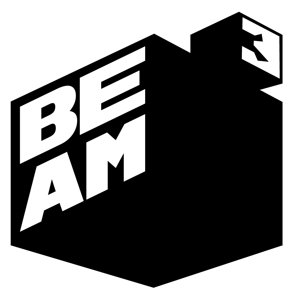 Black and white logo with the words 'Be A Man' in bold, stylized text, arranged inside a three-dimensional box shape.