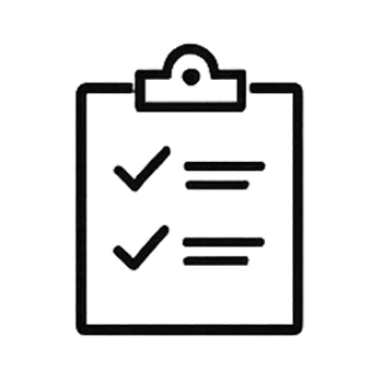 Checklist on a clipboard with two checked items and a blue highlight.
