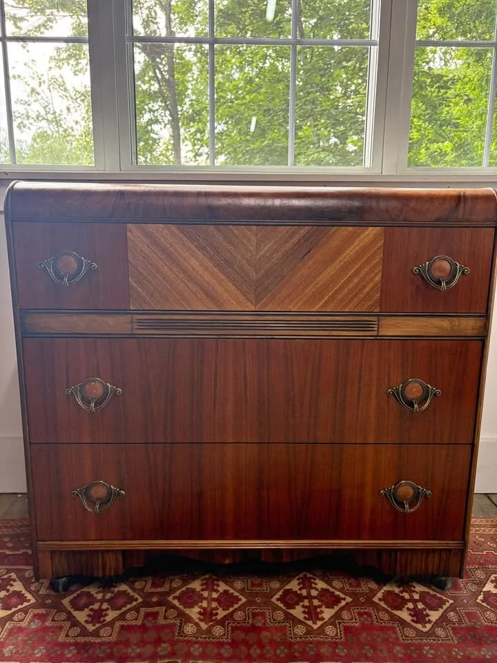 Art Deco Walnut Waterfall Dresser