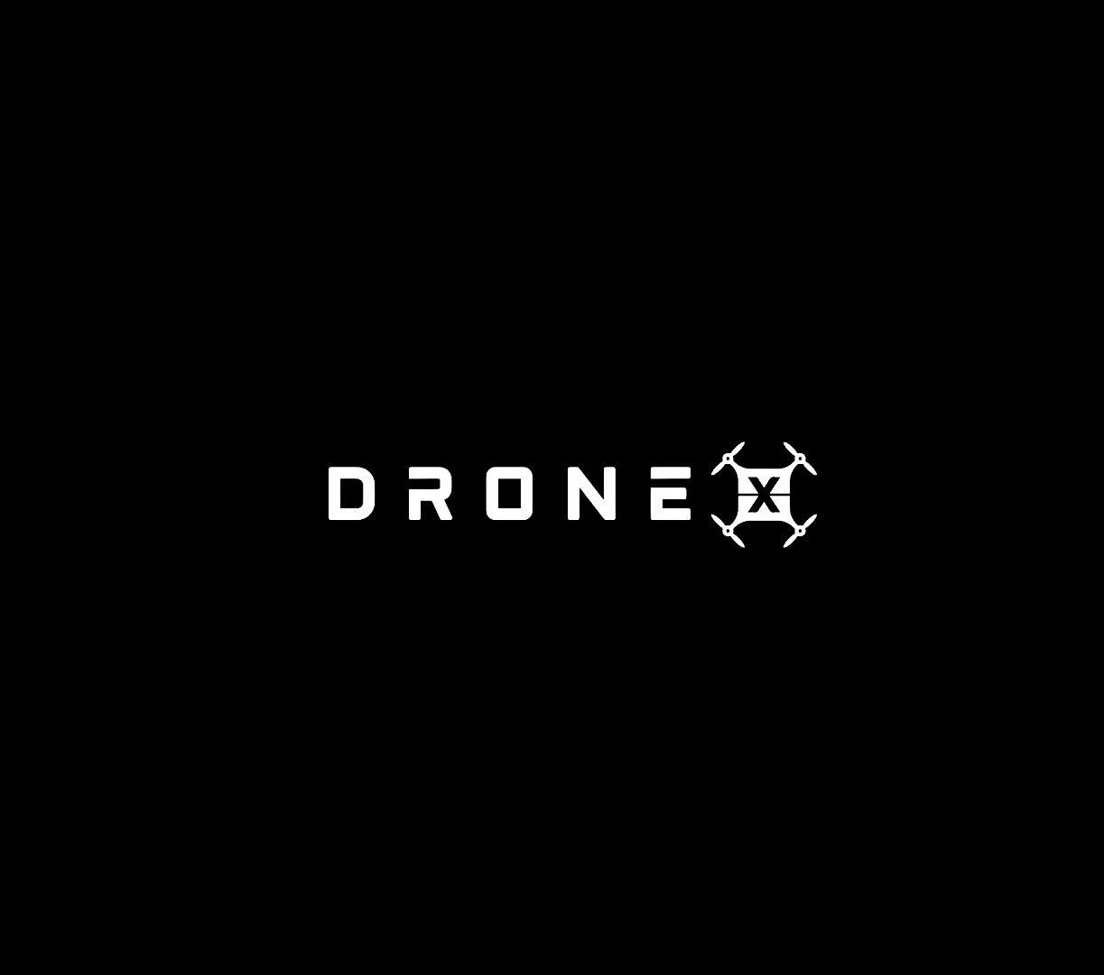 The word "DRONE" in white capital letters on a black background, with a drone icon replacing the letter 'O' in the word.