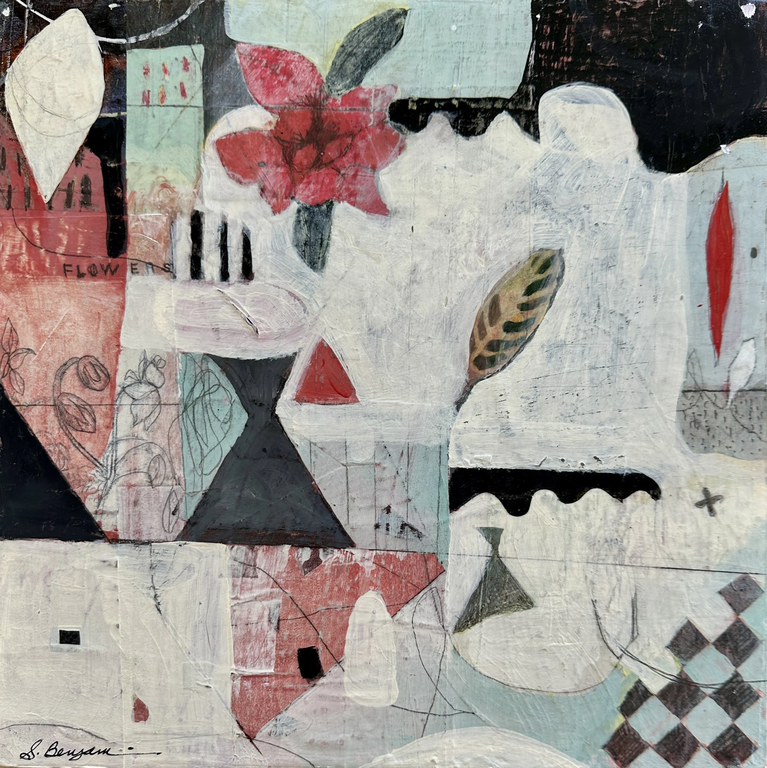 Composition in Red & Blue 1 | 12x12 | Wood Panel