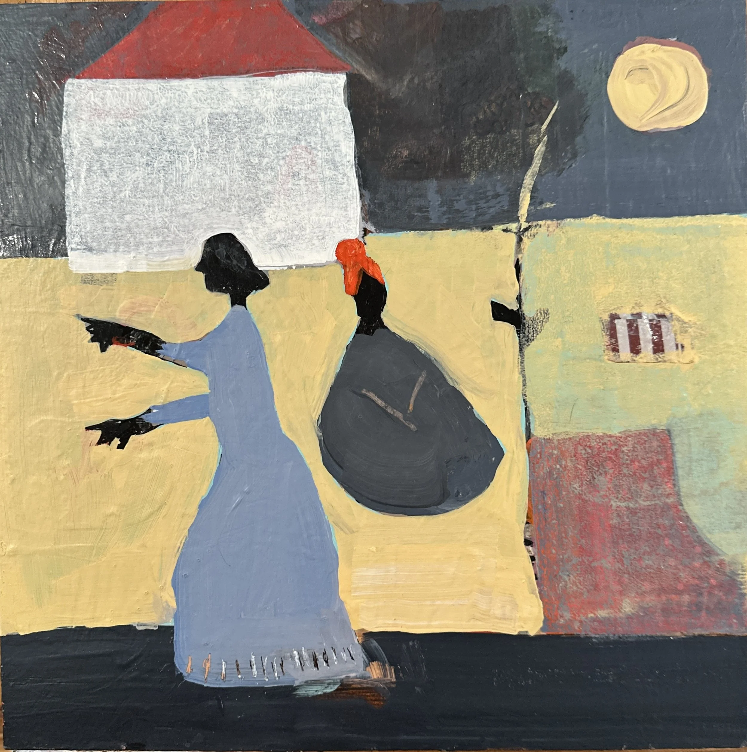 Sleepwalking Through the Village | 12x12 | Wood Panel