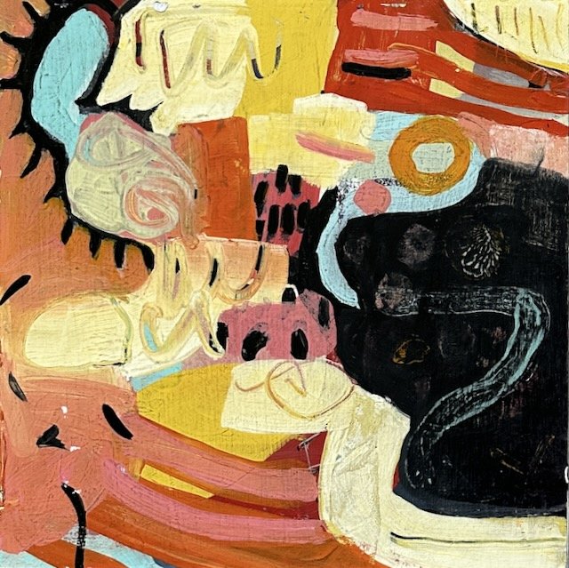 Orange Composition 1 | 18x18 | Wood Panel