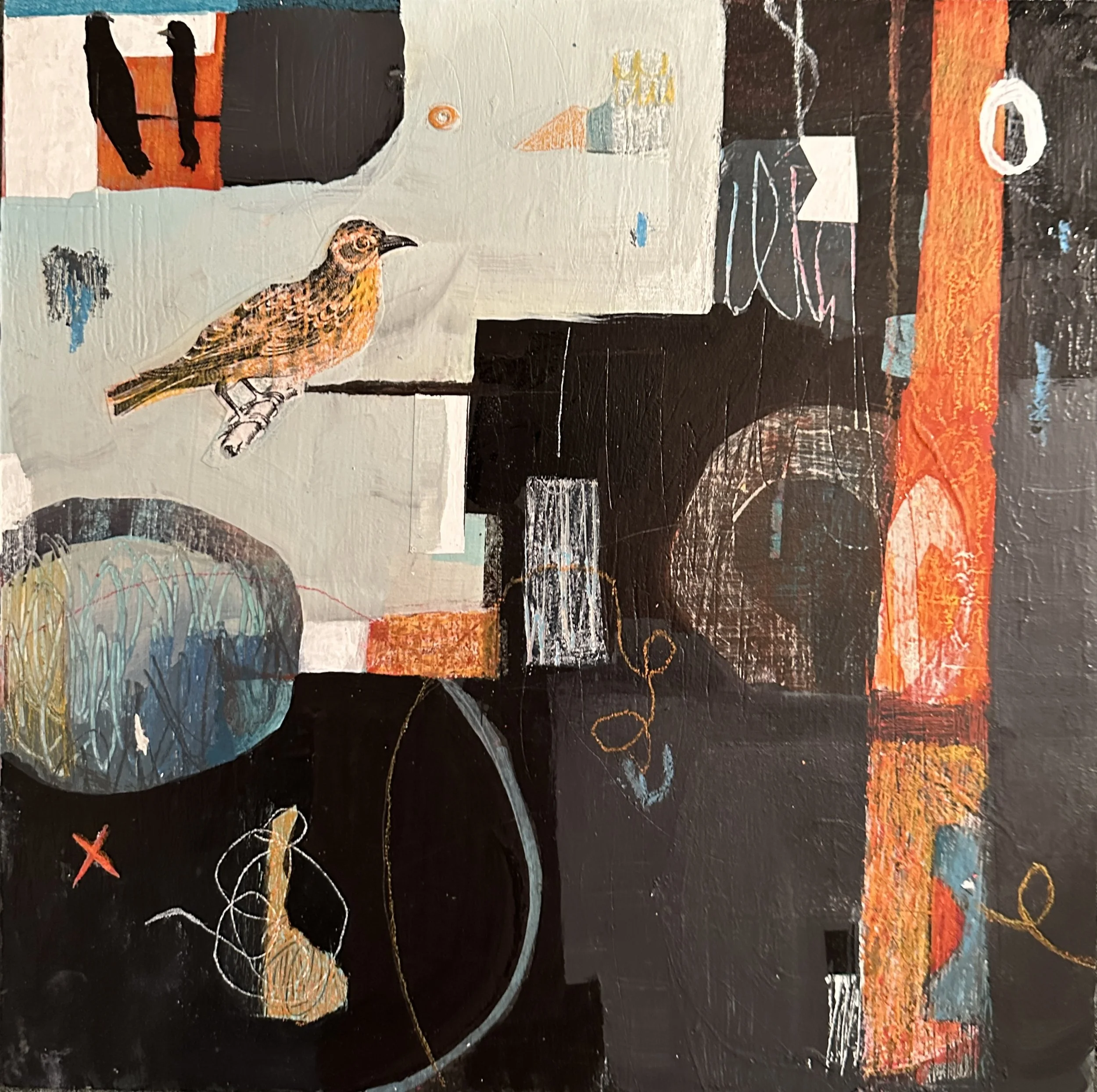 City Birds | 12x12 | Wood Panel