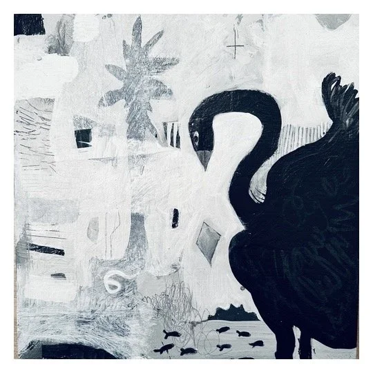 Black Swan | 12x12 | Wood Panel