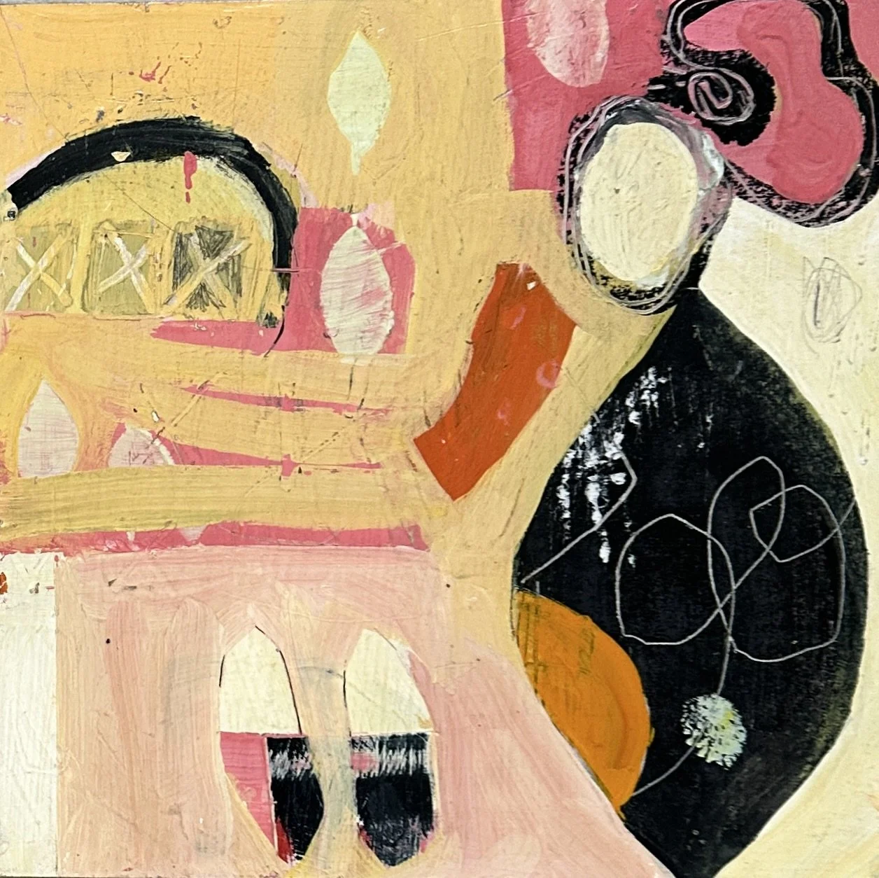 Orange & Yellow Composition | 12x12 | Wood Panel