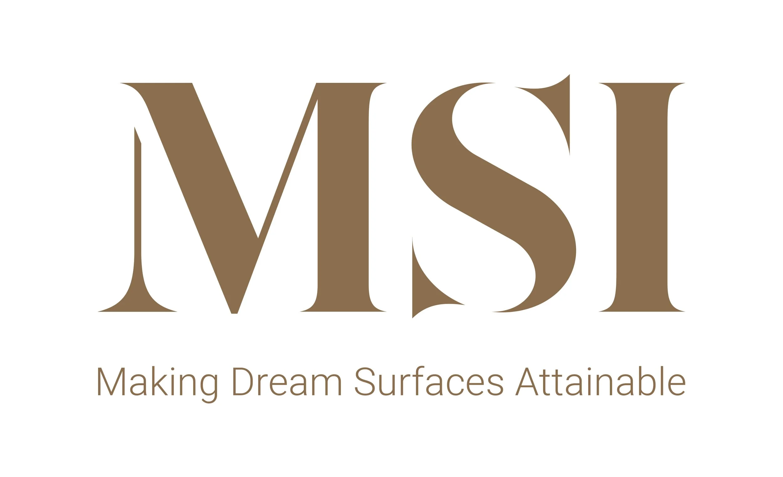 Logo of MSI Surfaces, one of the world's largest manufacturers of man-made quartz slabs.