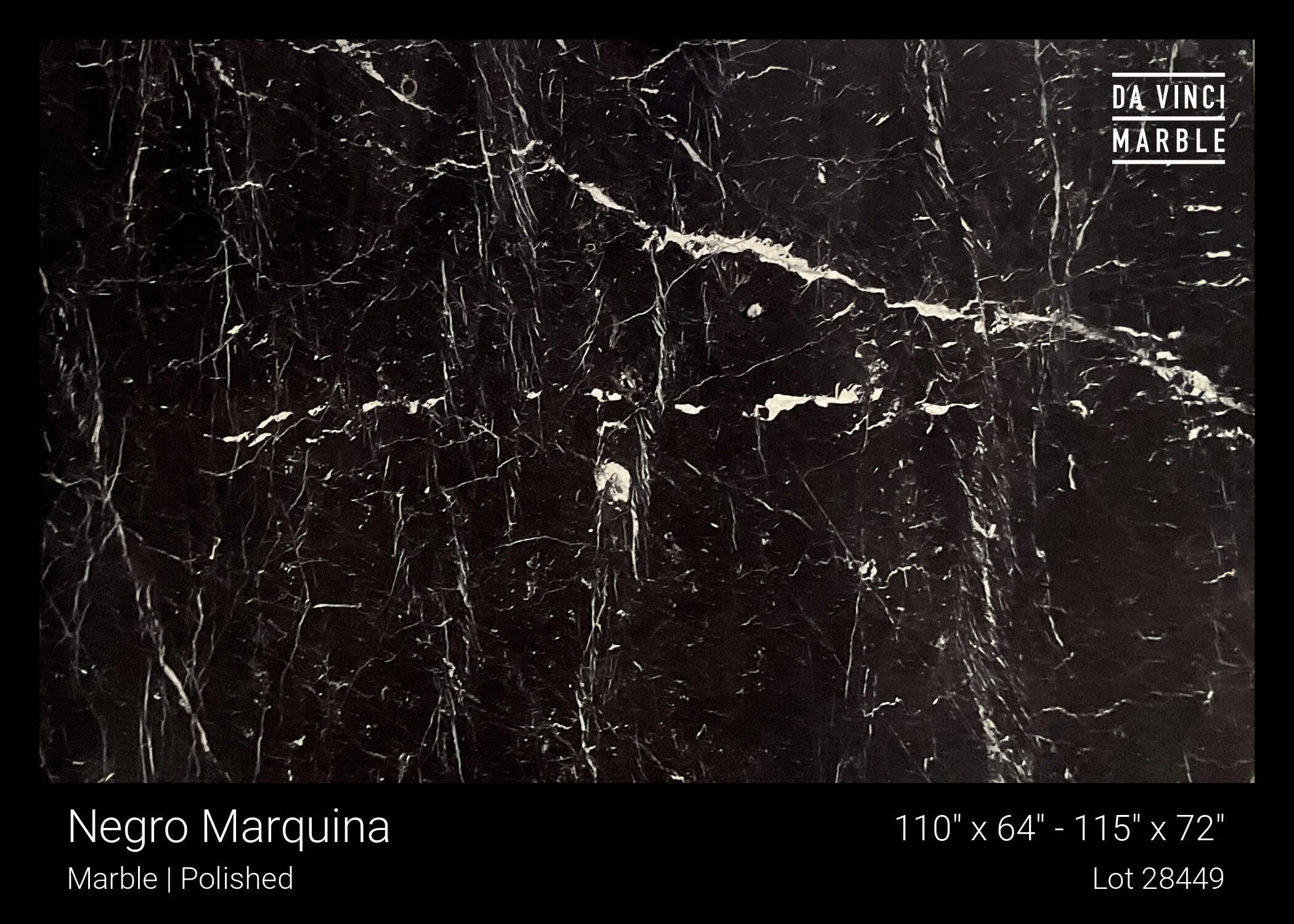 Negro Marquina marble slab from Da Vinci Marble