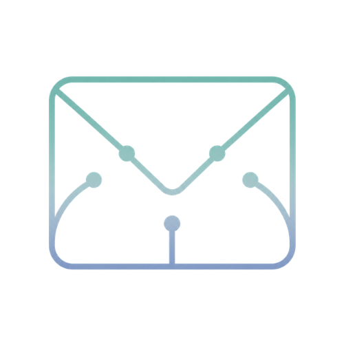 Outline of an envelope with a dotted line representing a letter inside