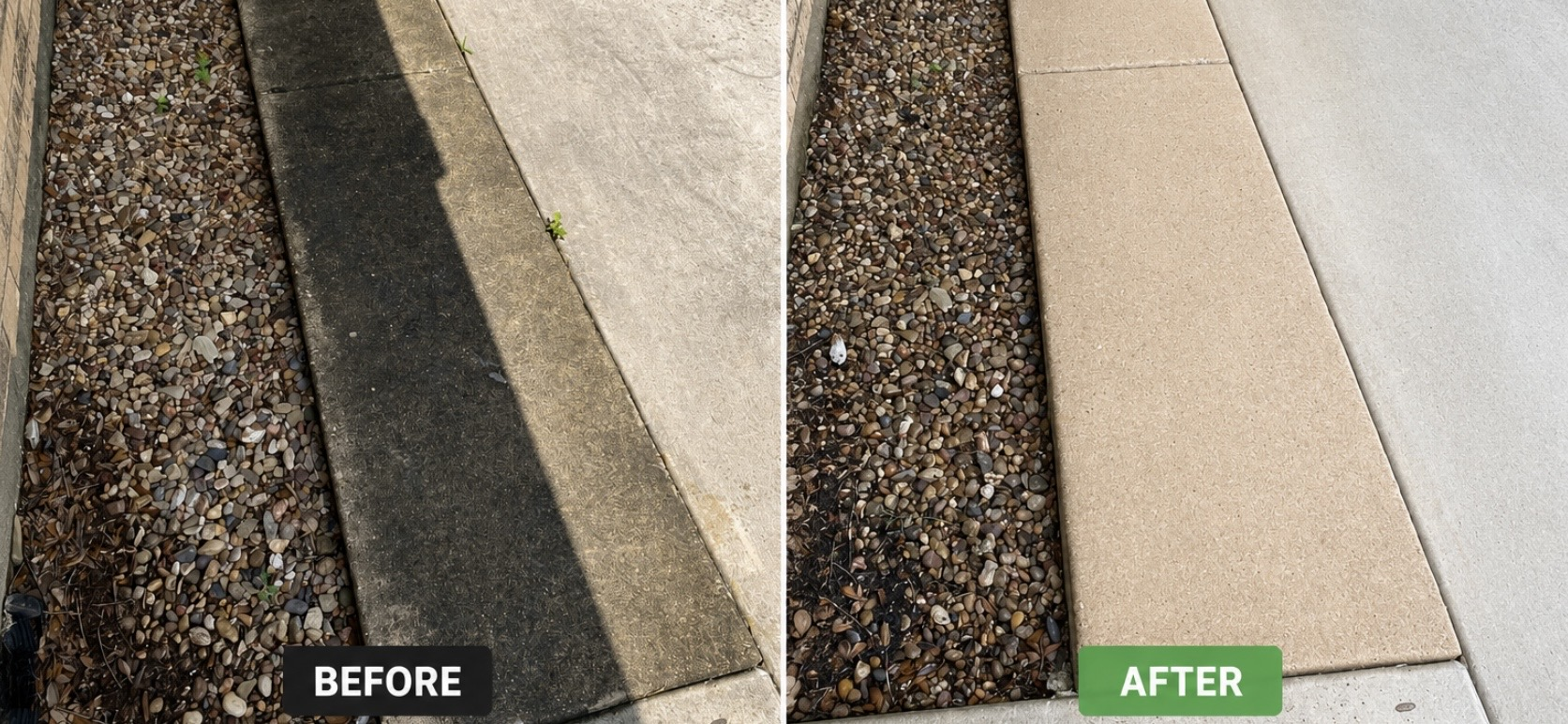 Pressure washed sidewalk in Midlothian Texas