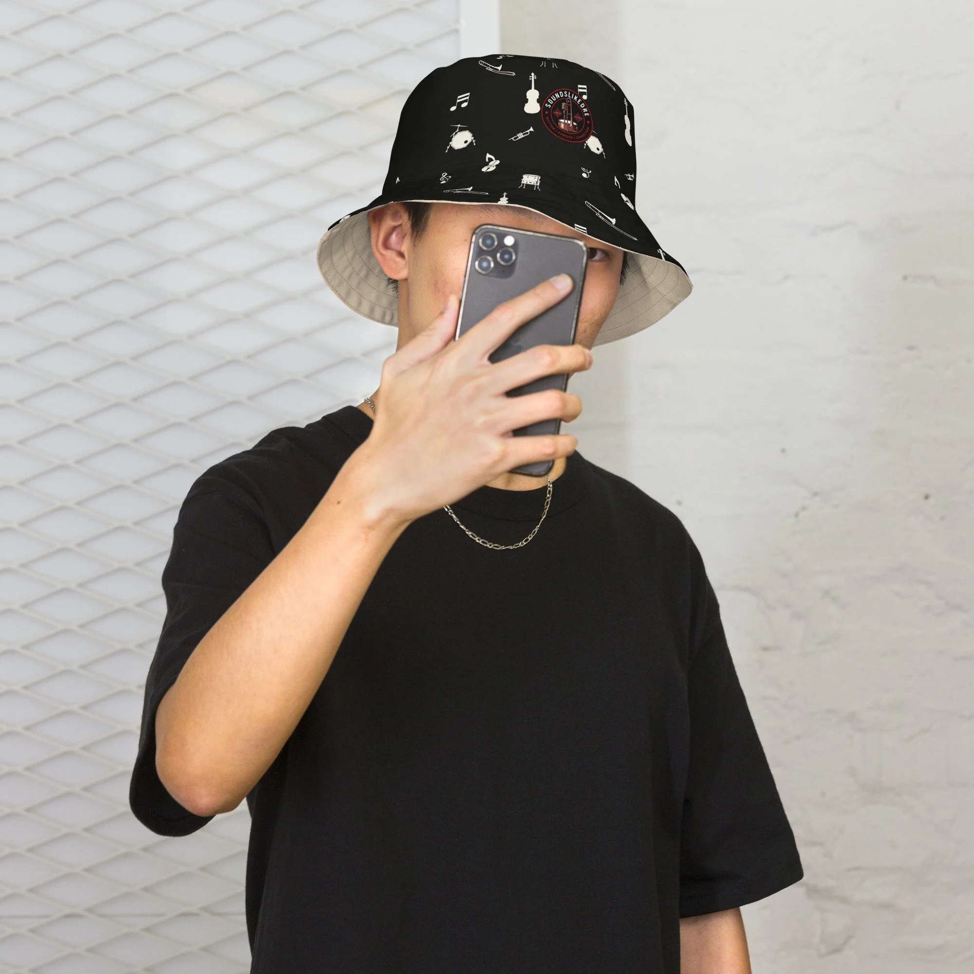Sounds Like Dre Reversible Bucket Hat- Black and Tan