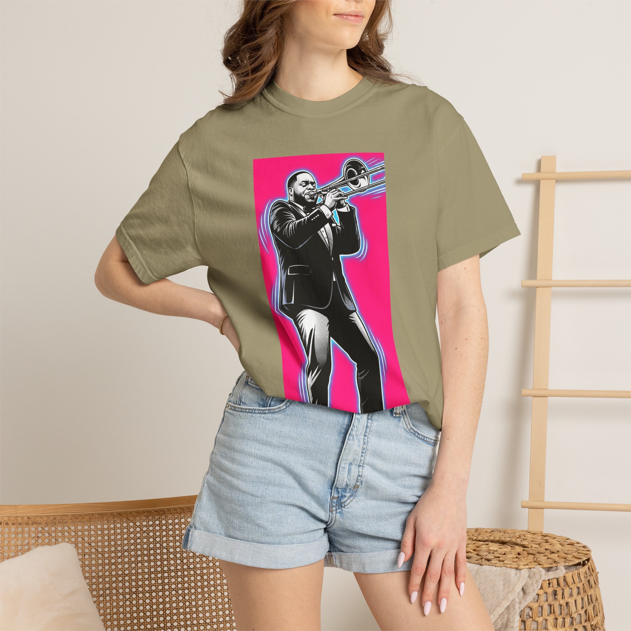 Trombone Player Graphic T-Shirt — Jazz Musician Tee