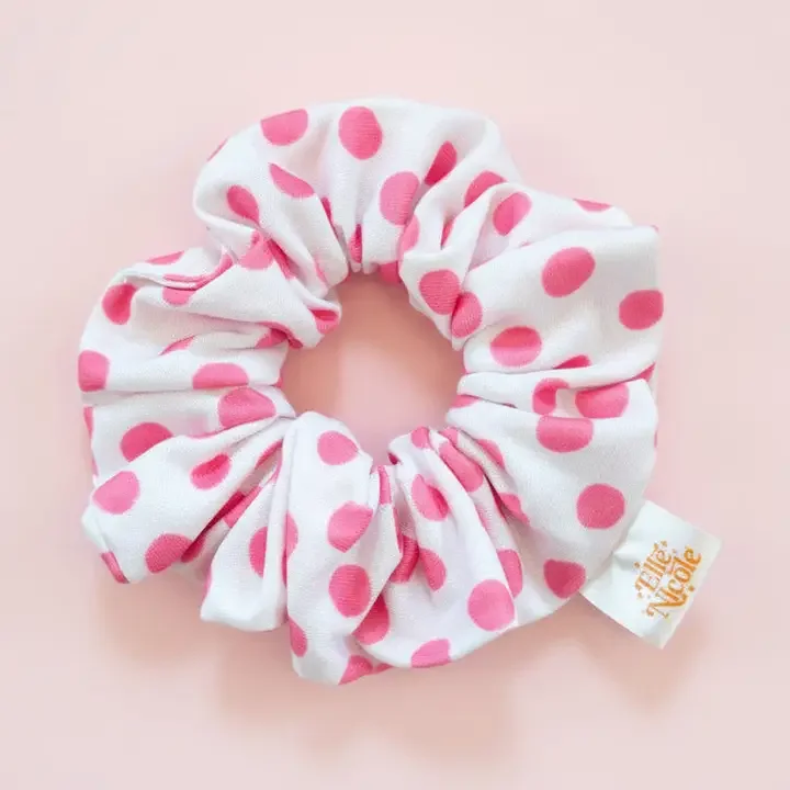 Scrunchie, Pink Polka Dot Cotton/Poly Blend