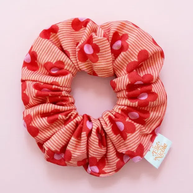 Happy Striped Florals Cotton/Polyester Scrunchie