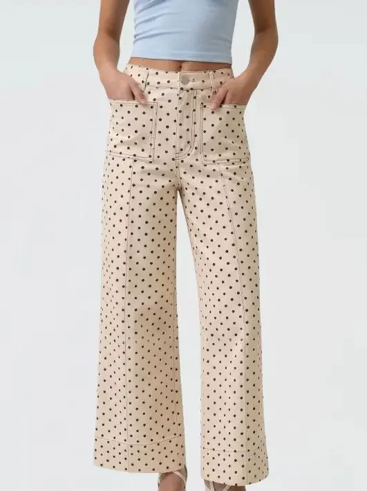 Polka Dot Wide-Leg Pants