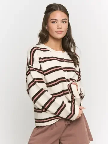 Plus Size Fine Stripe Knit Cardigan