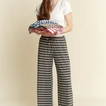 Plus Size Stripe Rib Stripe Stretch Pants