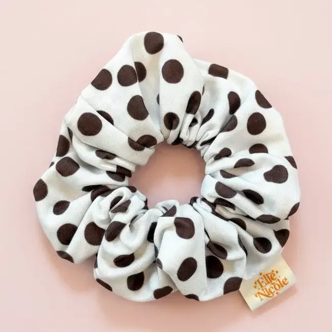Brown Polka Dot Scrunchie | Cotton/Polyester Blend