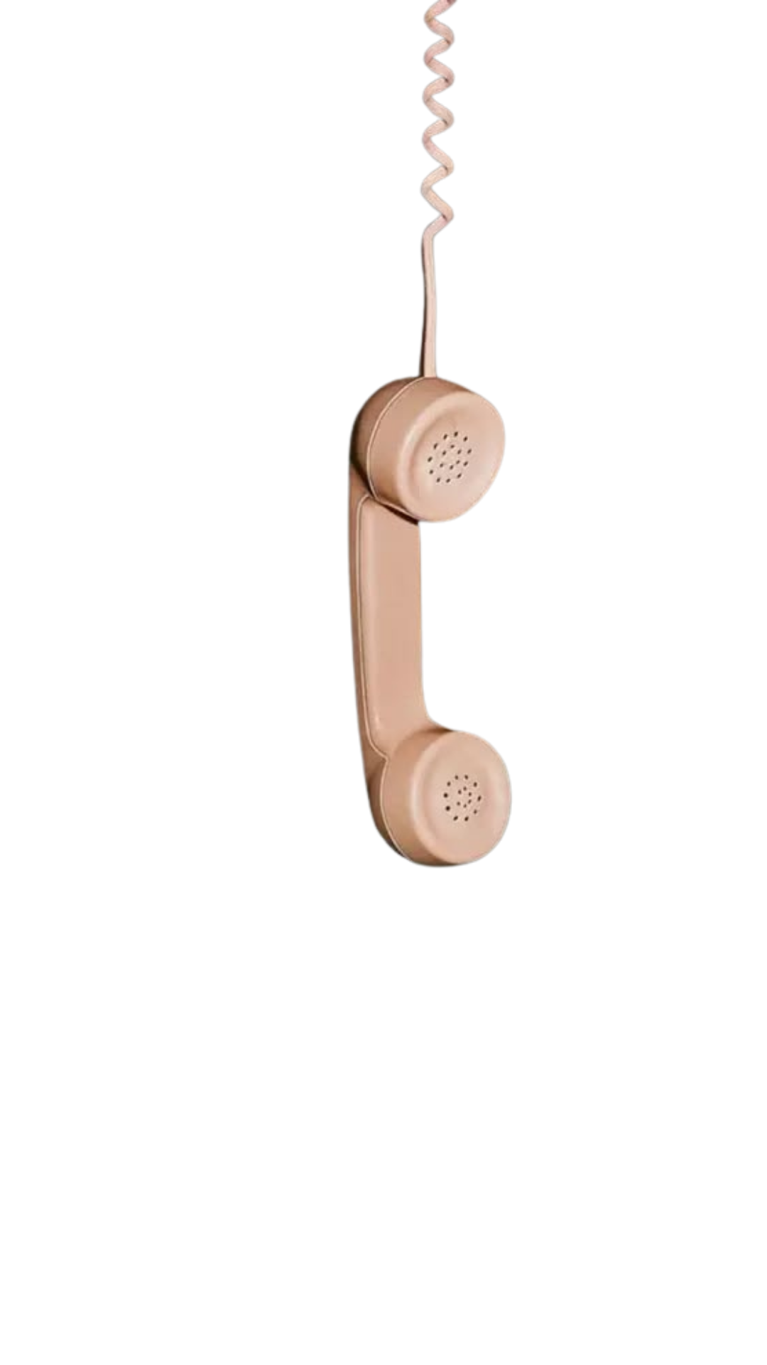 A beige vintage rotary telephone with a coiled cord, showing the receiver, dial, and handset against a black background.