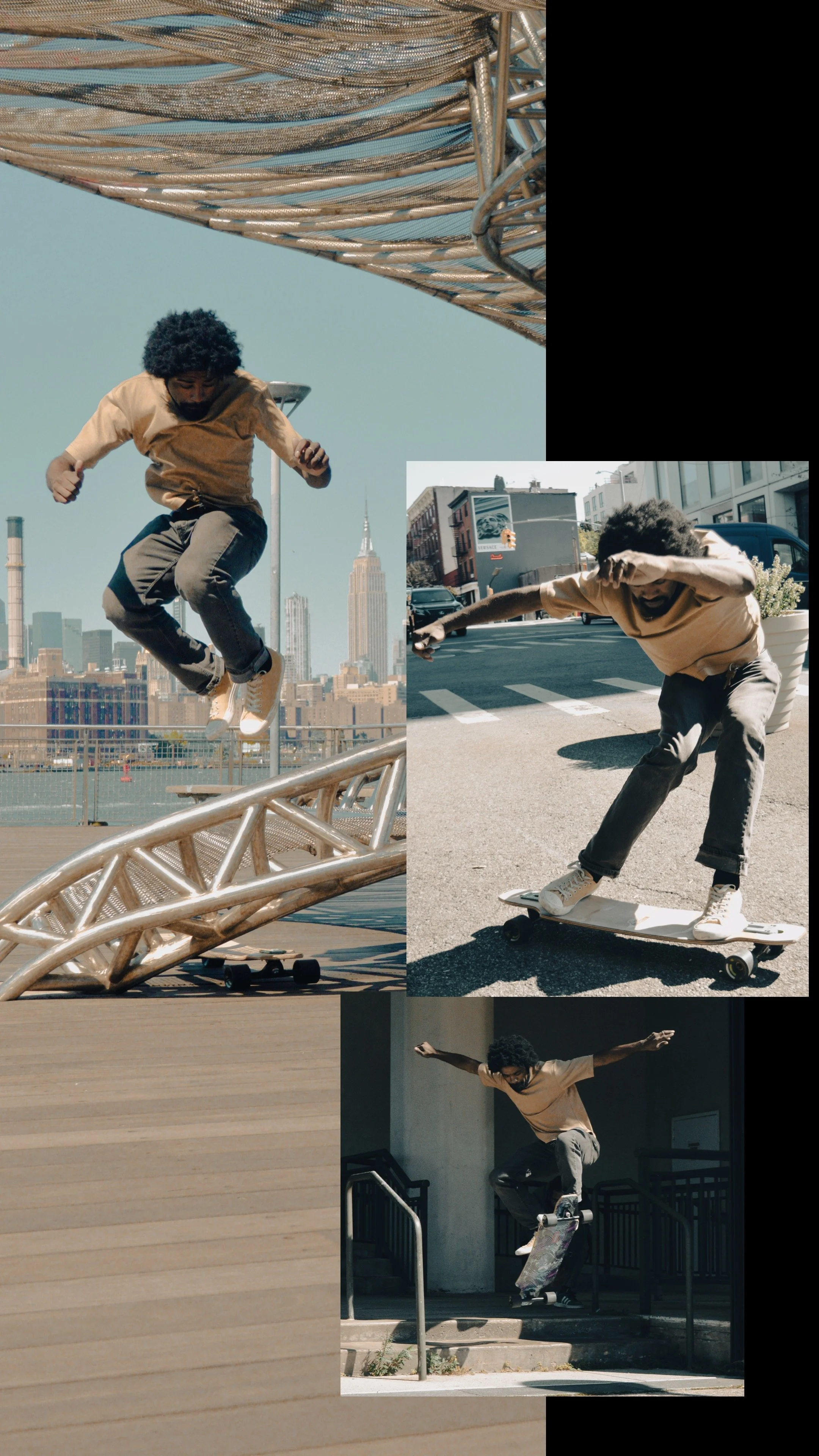 A action Skateboarding photo of Ian Robinson in NYC, photography taken by Marc Andrew DeJesus who specializes in documenting movement and skaters through film and photography in NYC.