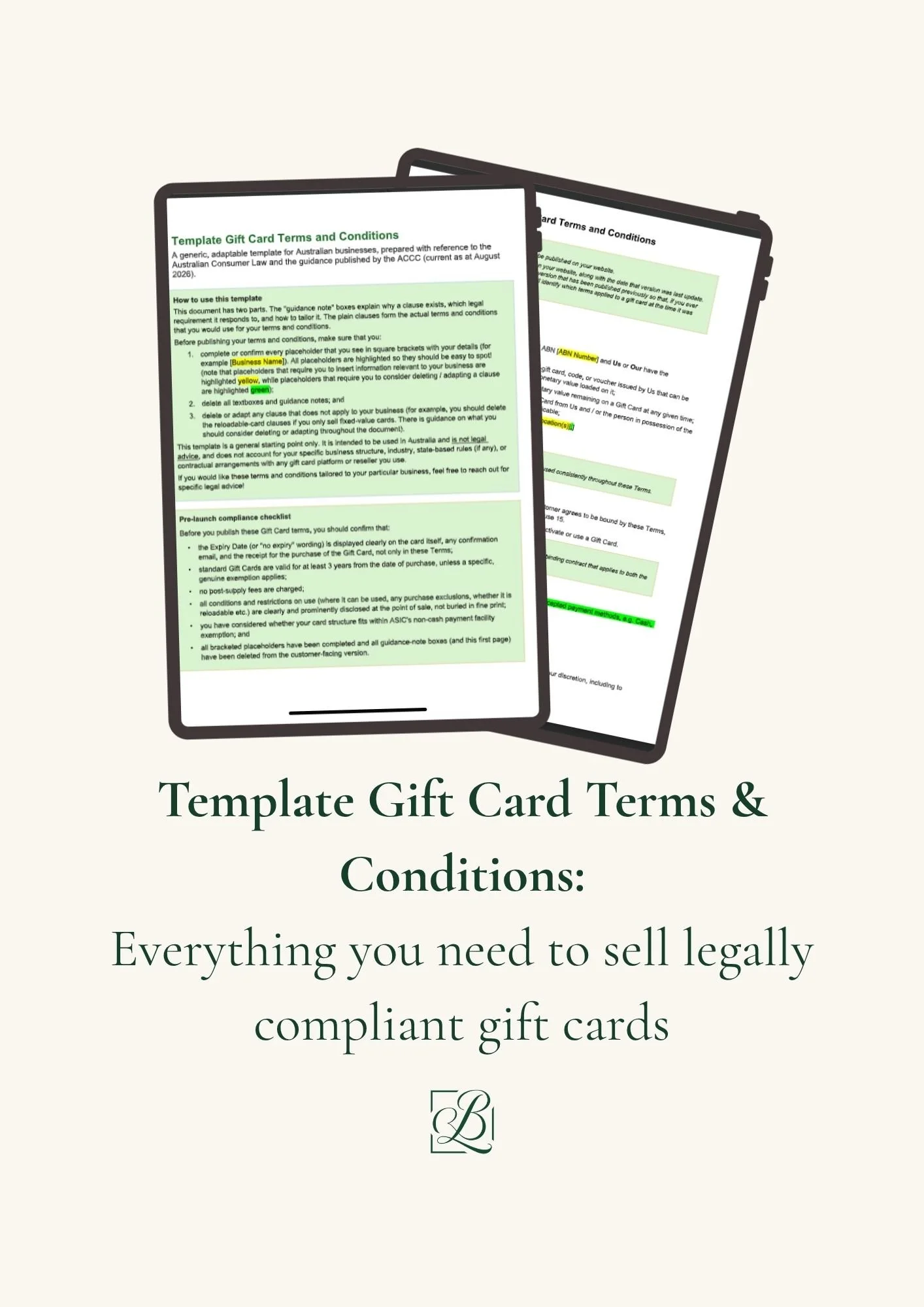 Gift Card Terms and Conditions template, Business Law 101