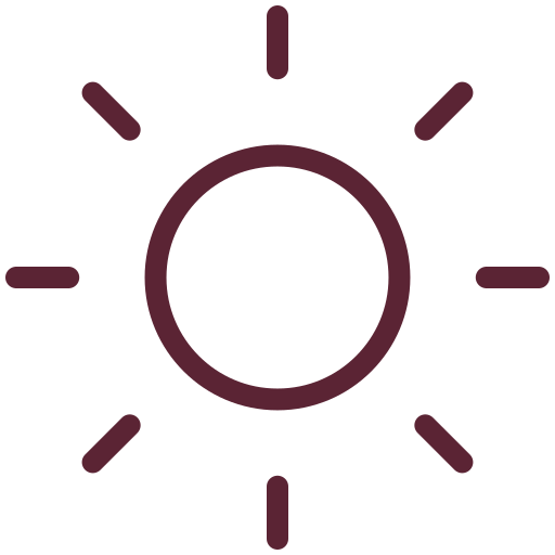 A minimalist illustration of a sun with eleven radiating lines.