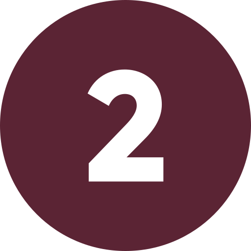 The image features a dark red circular background with the number 2 in black centered in the middle.