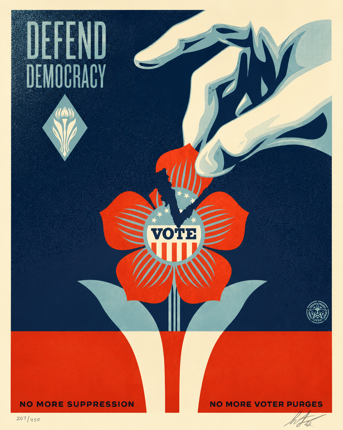 Shepard Fairey- Defend Democracy