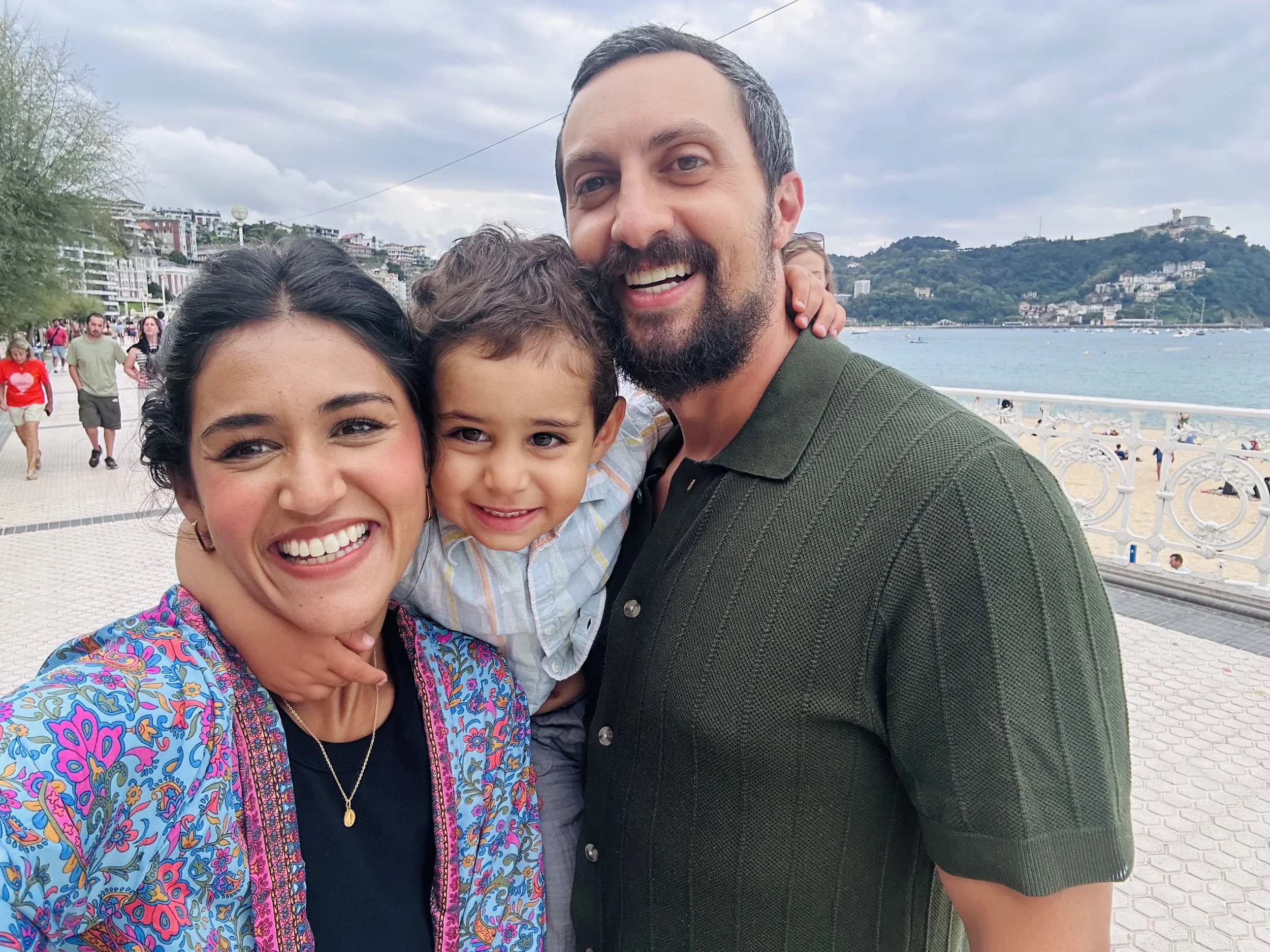 Christina and George, owners of Bunny Cottage, with their son
