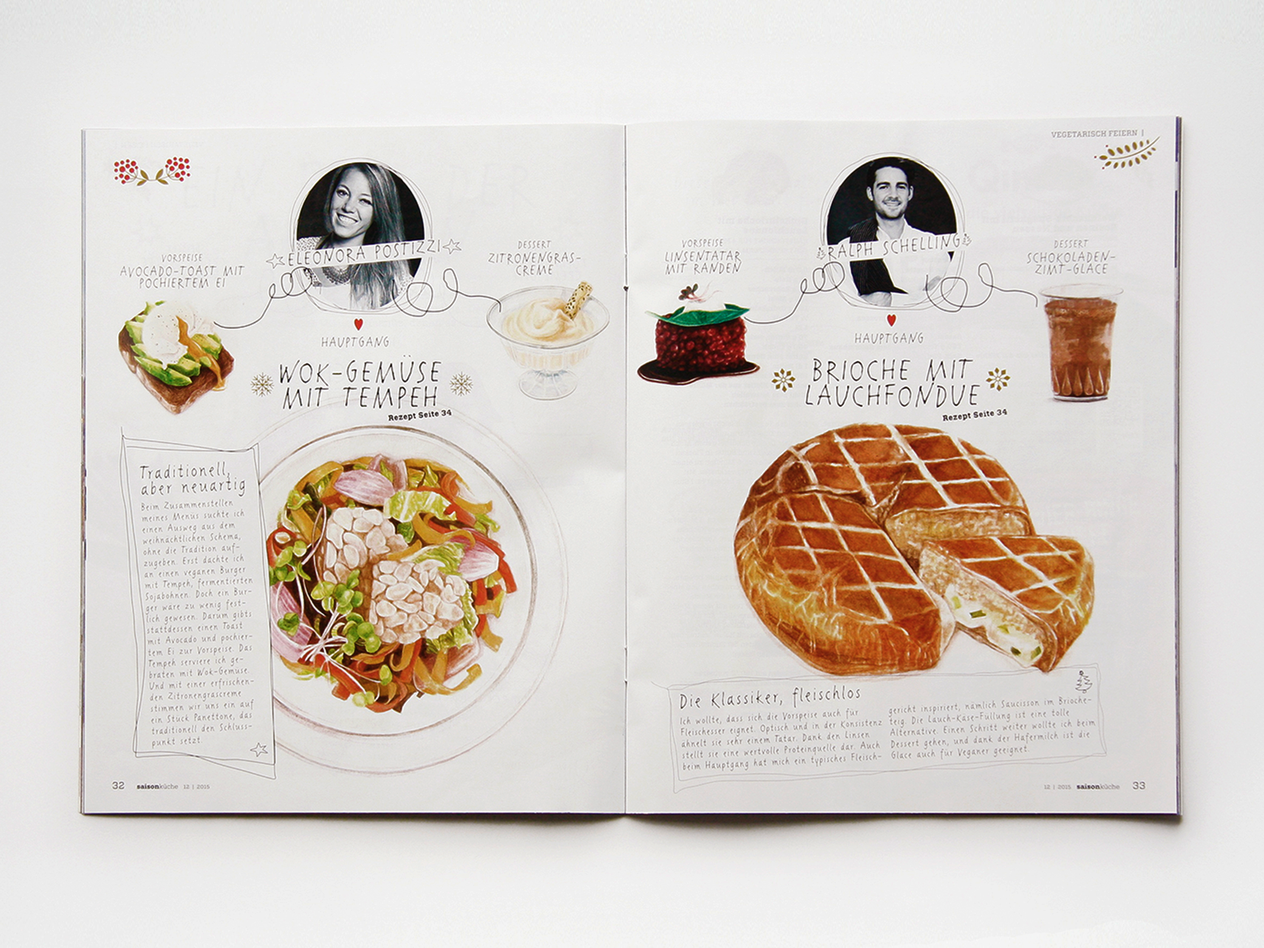 Sara Zin illustrations in Saisonküche Magazine