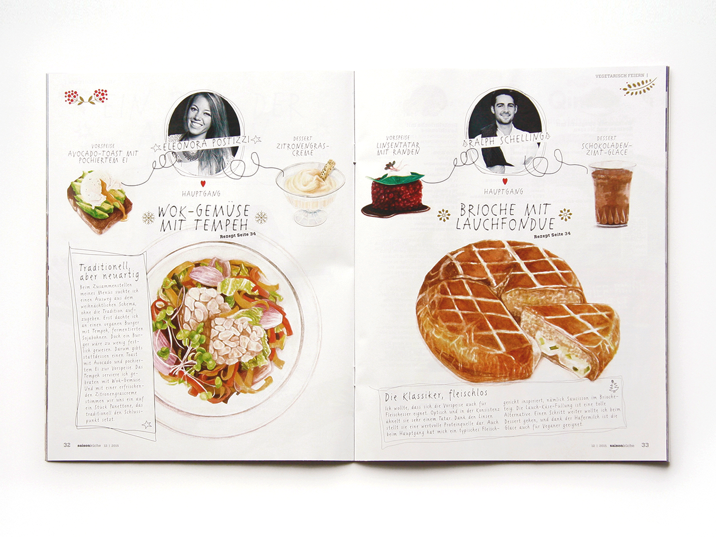 Sara Zin illustrations in Saisonküche Magazine