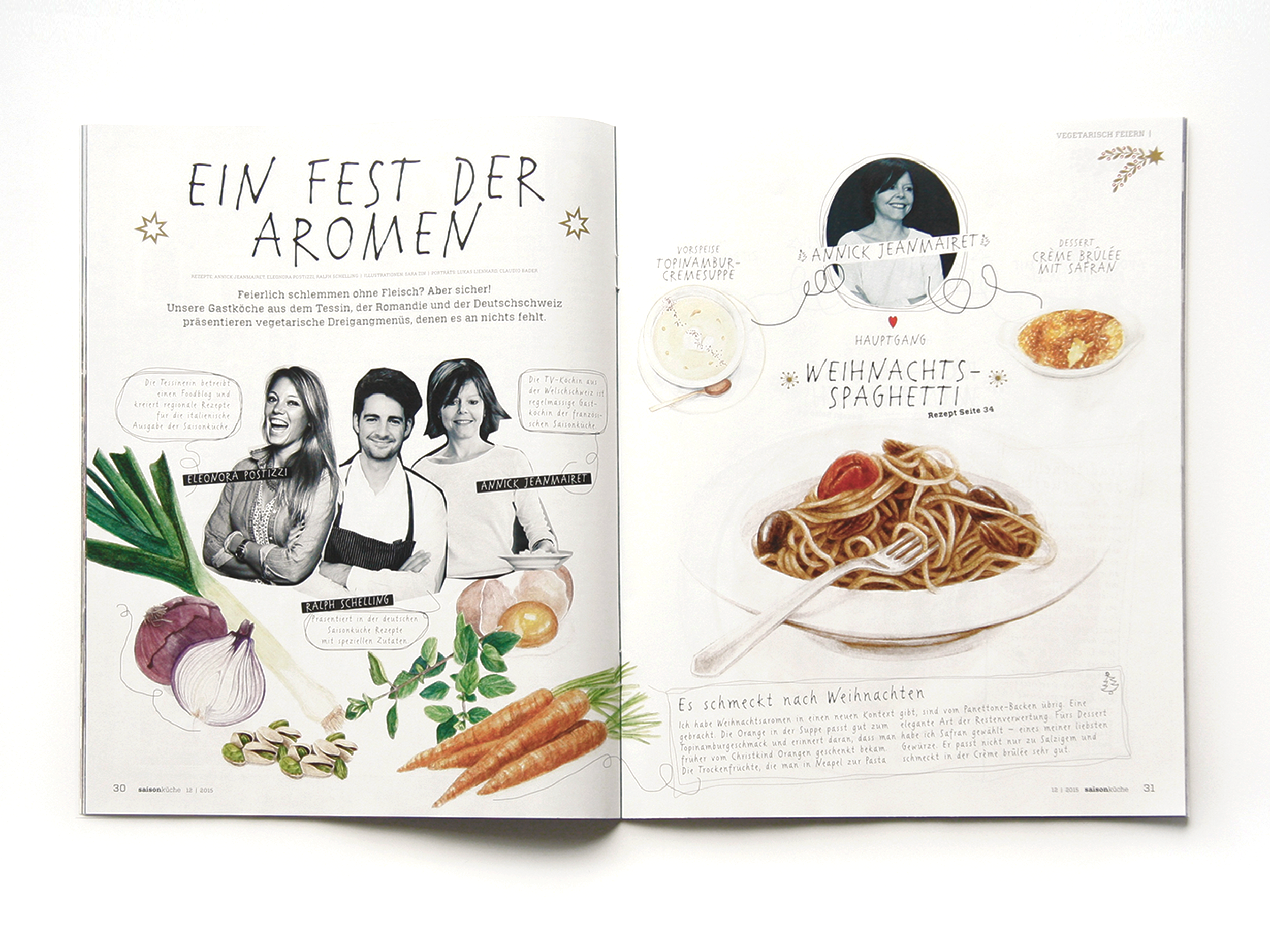 Sara Zin illustrations in Saisonküche Magazine