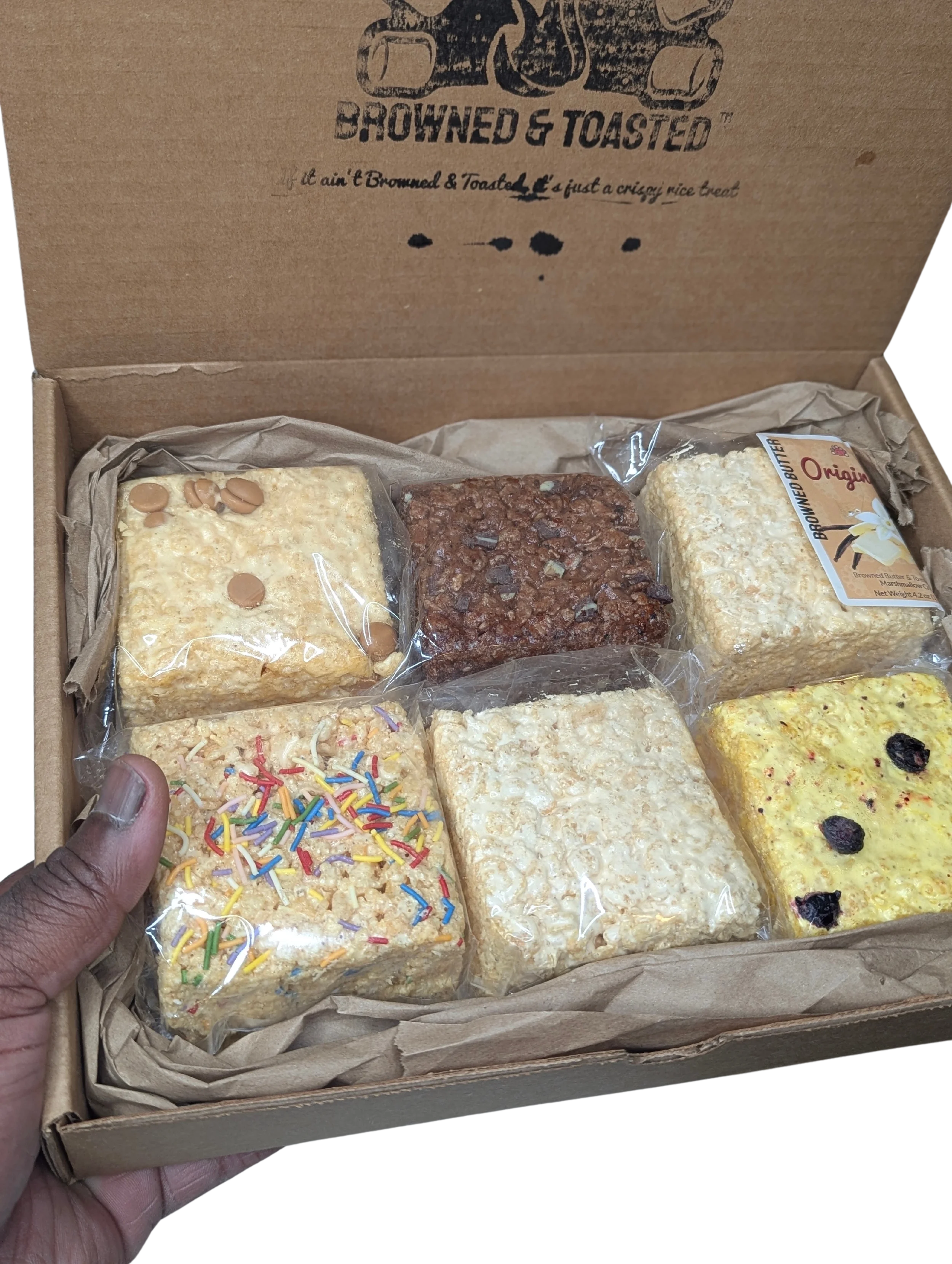 Browned & Toasted
Goldmallow™ crunchy butter-marshmallow bars. Soft, chewy, unforgettable.