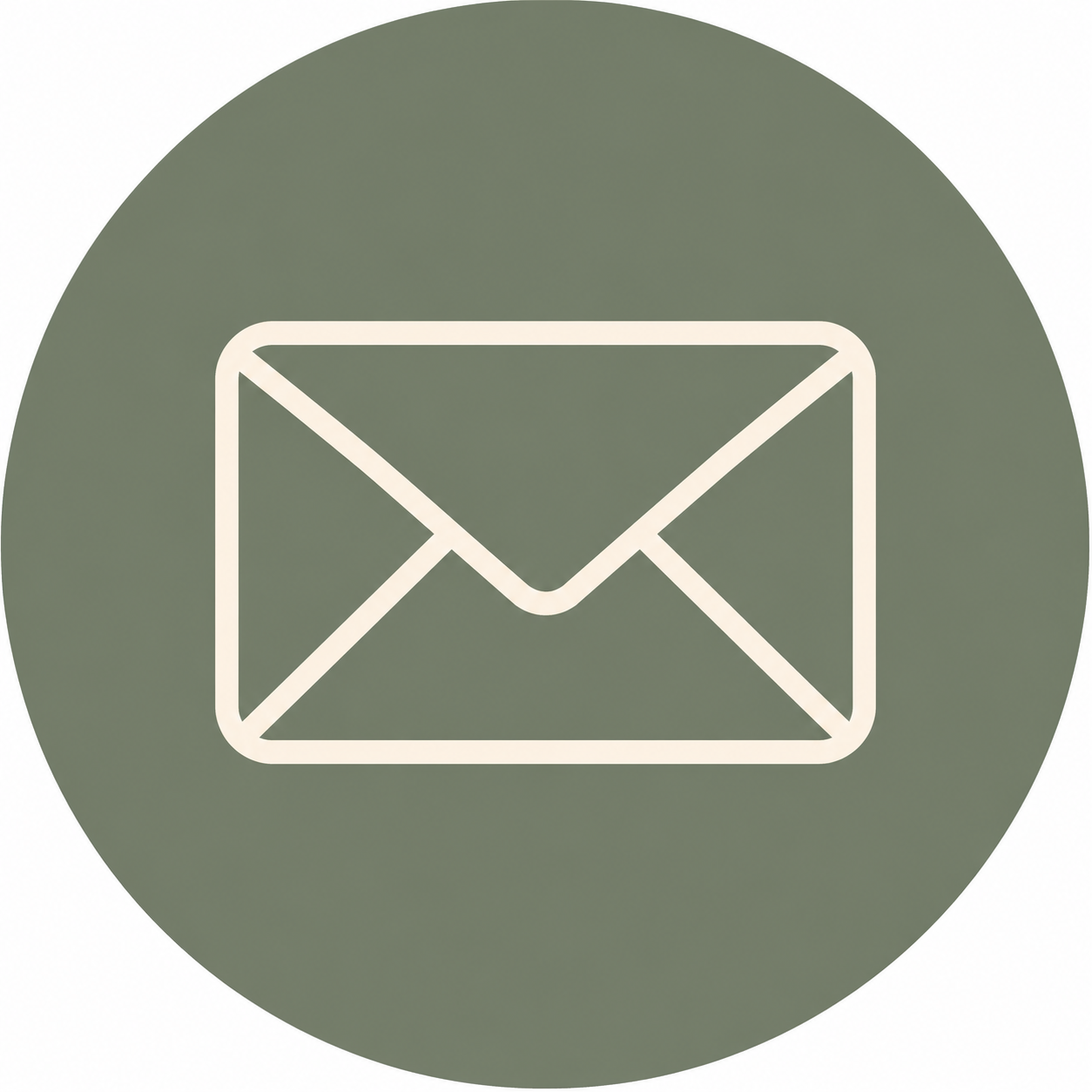 Email icon with envelope outline in white on a green circular background.