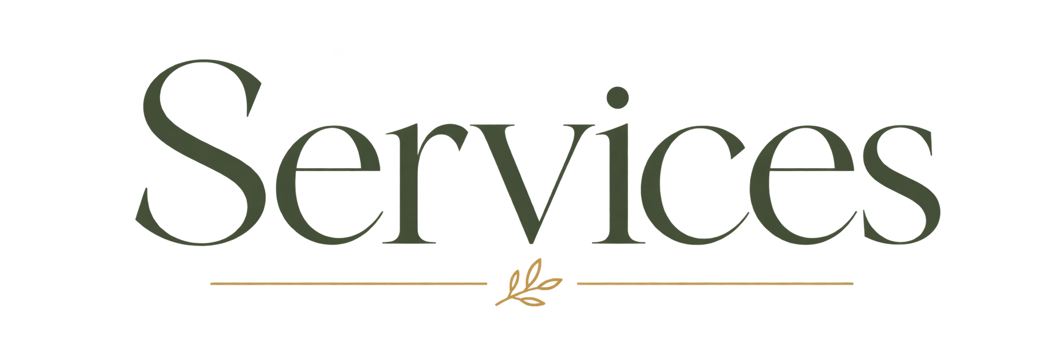 The logo of Services, featuring the word 'Services' in black stylized font with green, purple, and gold accents, and a small gold leaf design at the bottom.