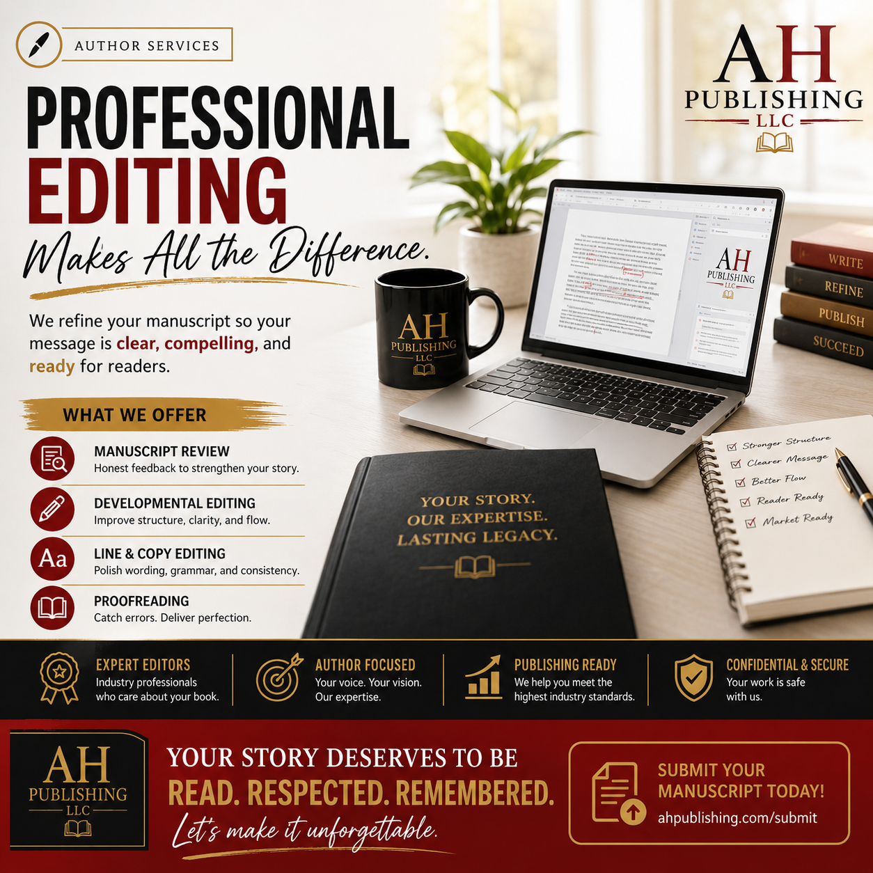 AH Publishing professional manuscript editing services — AH Publishing