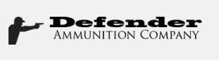 Logo of Defender Ammunition Company with a silhouette of a rifle or sniper scope.