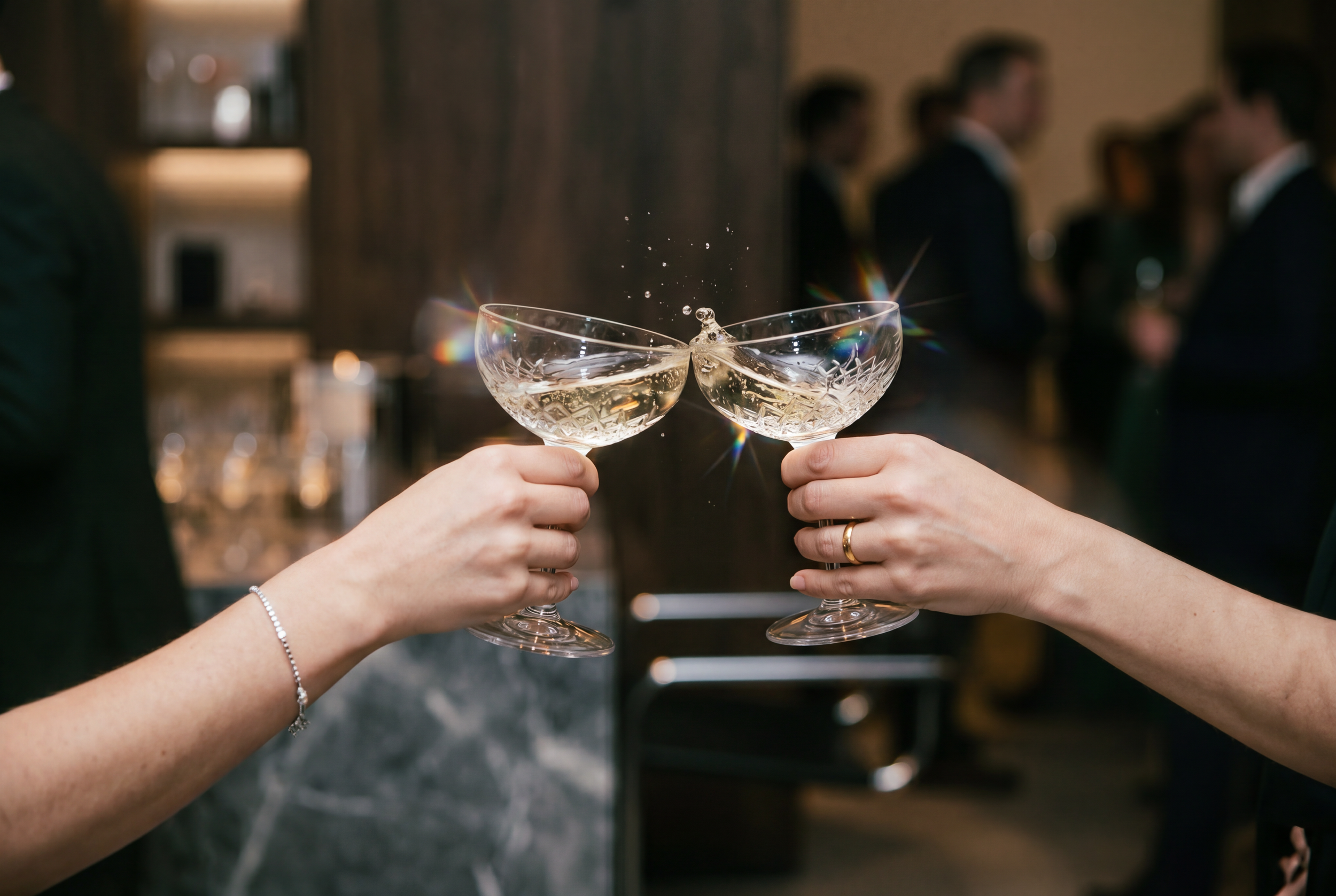 Guests toasting with champagne glasses at the New Zealand Legal Excellence Awards.