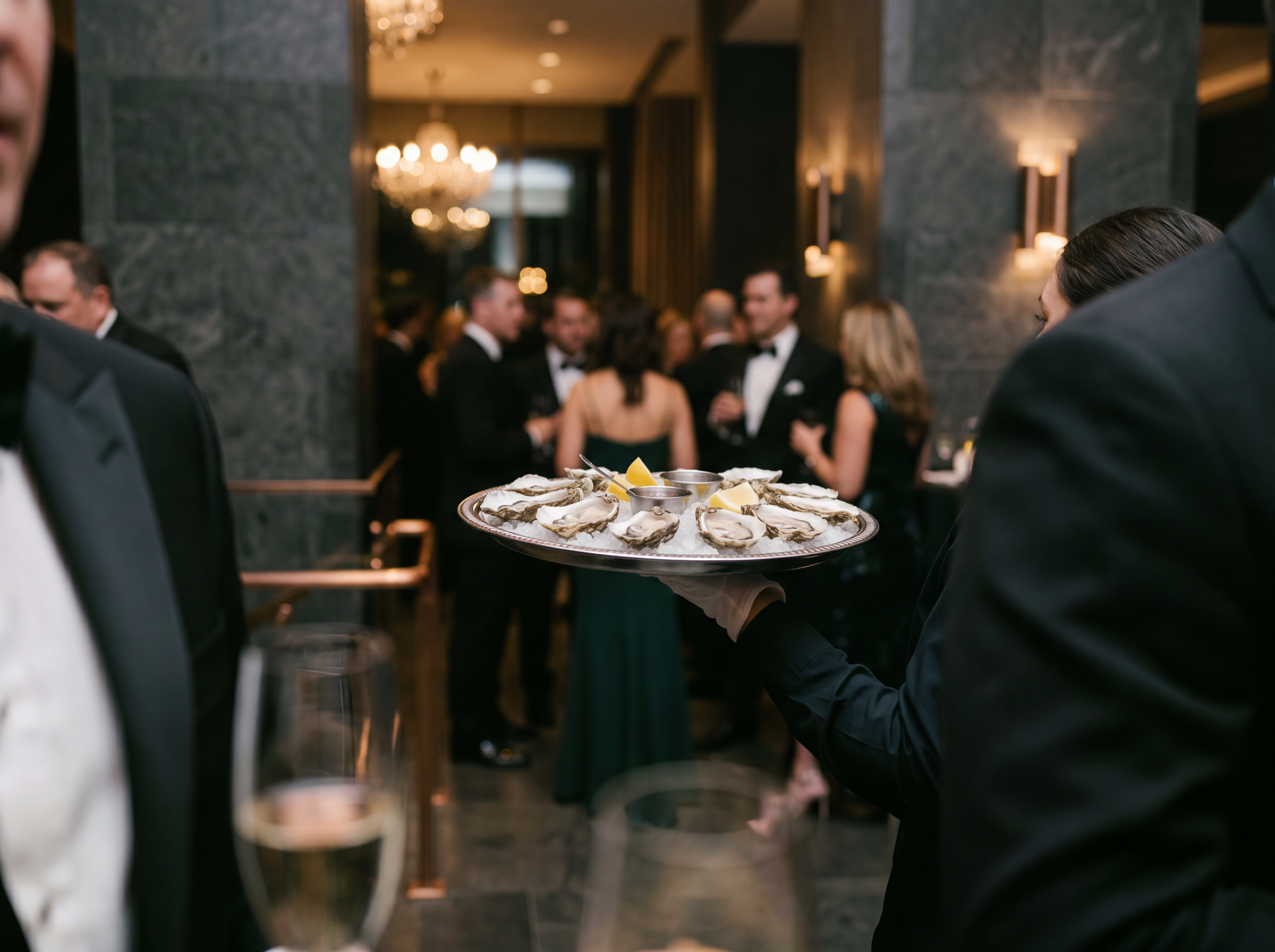 Guests enjoying oysters during the New Zealand Legal Excellence Awards reception.