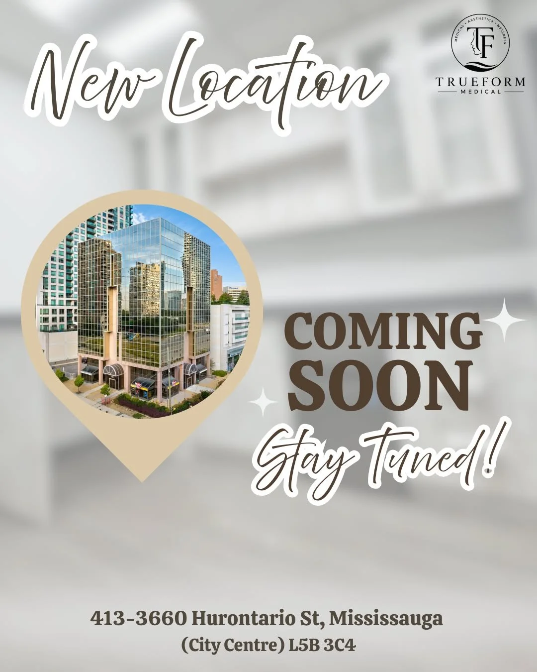 ANNOUNCEMENT!

We're excited to share that our new location is opening soon! 📍

Conveniently located in Downtown Mississauga, our brand-new space has been thoughtfully designed to provide you with an elevated beauty experience.

Stay tuned for our o