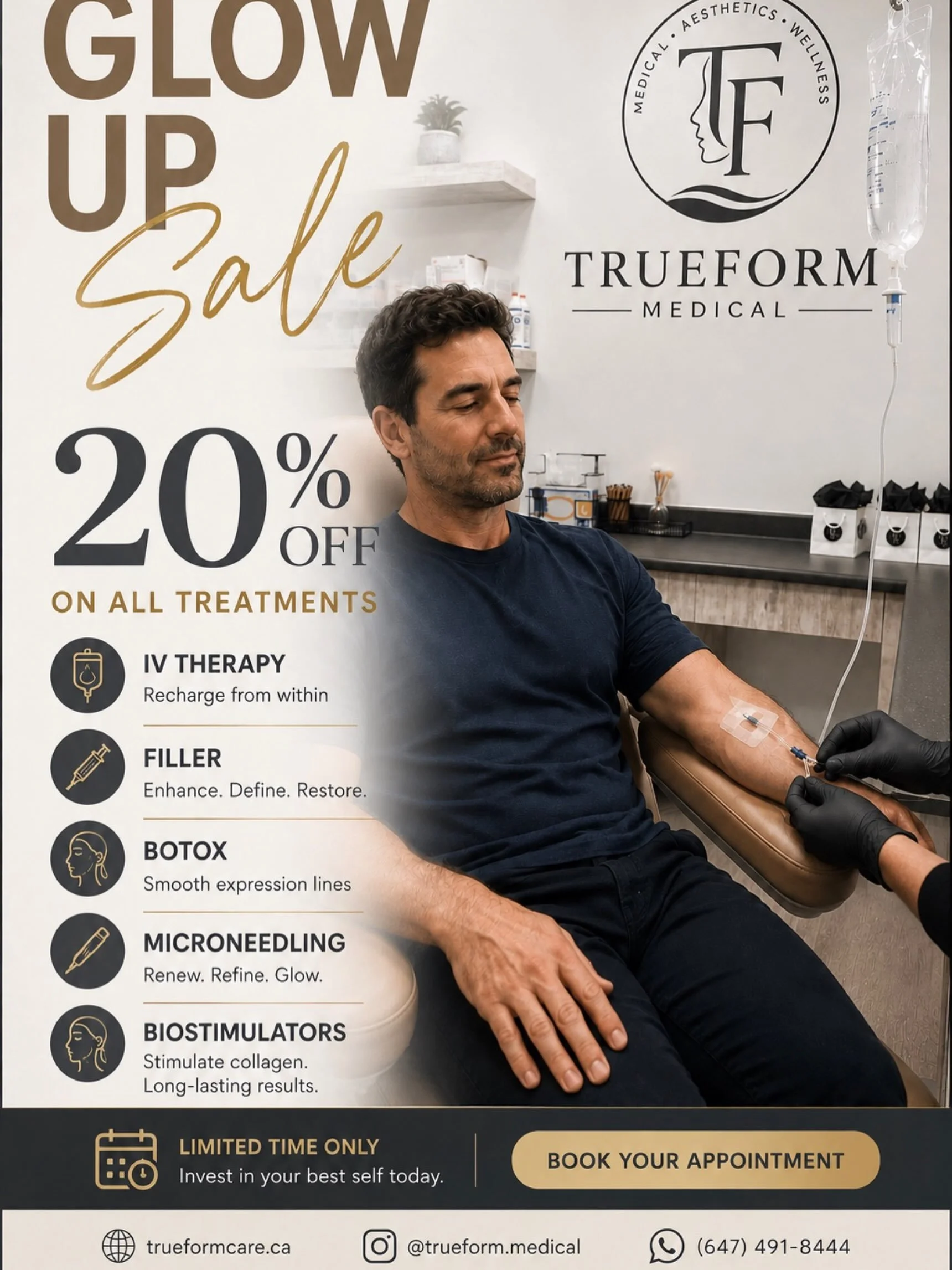 Glow up and feel your best ✨ Enjoy 20% OFF all treatments for a limited time at TrueForm Medical.

IV Therapy &bull; Botox &bull; Fillers &bull; Microneedling &bull; Biostimulators

#TrueFormMedical #GlowUpSale #MedicalAesthetics #MississaugaAestheti